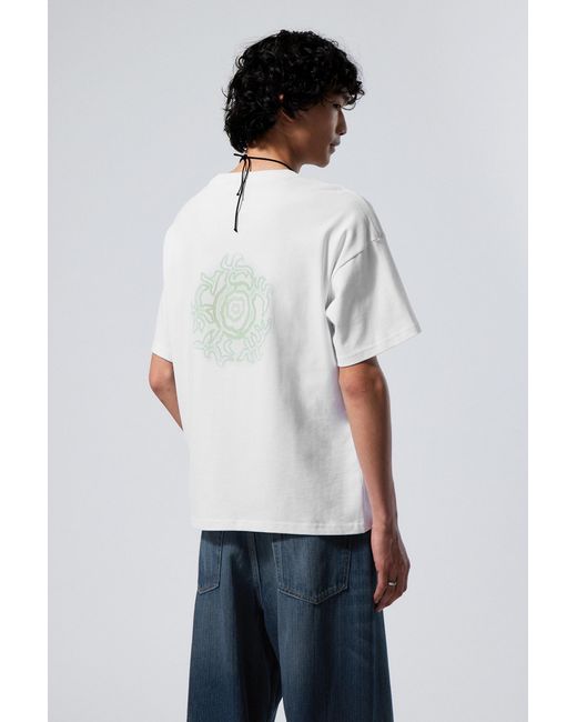Weekday White Great Boxy Printed Graphic Tee for men