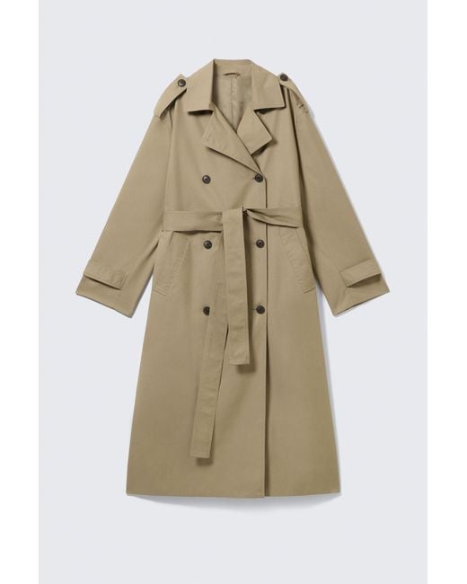 Weekday Black Oversized Double-Breasted Canvas Trench Coat