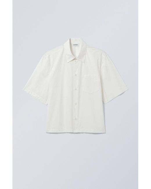 Weekday White Cropped Short Sleeve Shirt for men