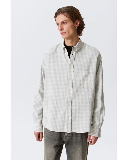 Weekday Gray Loose Structured Button-Down Shirt for men