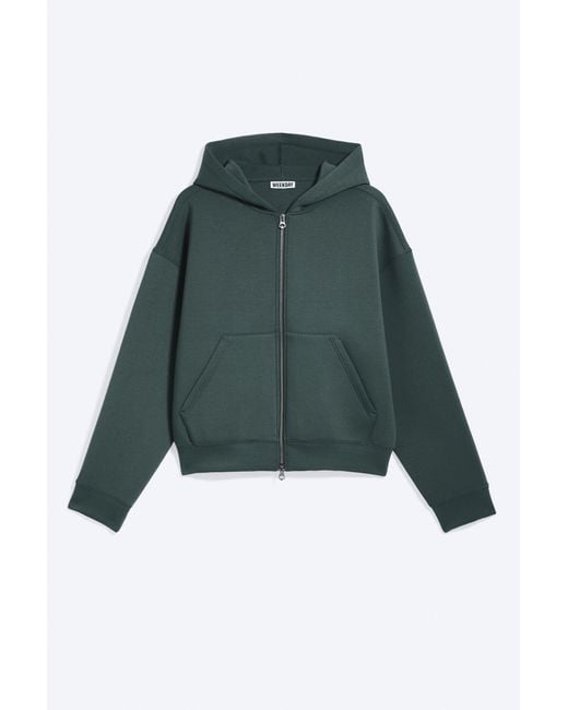 Weekday Green Simon Scuba Zip Hoodie for men