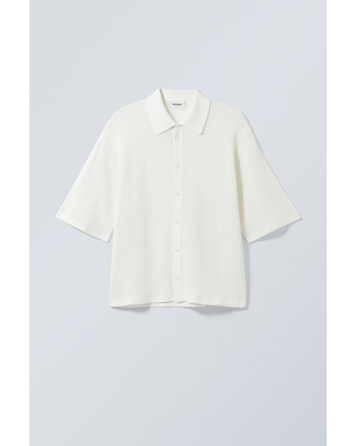 Weekday White Regular Crochet Short Sleeve Shirt for men