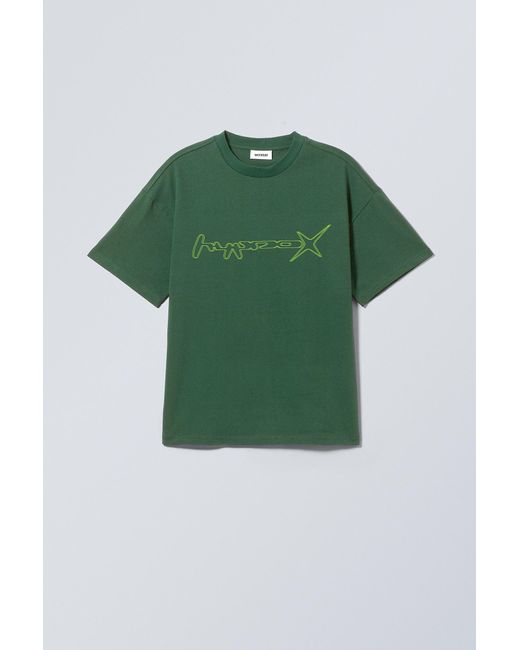 Weekday Green Great Boxy Printed Graphic Tee for men