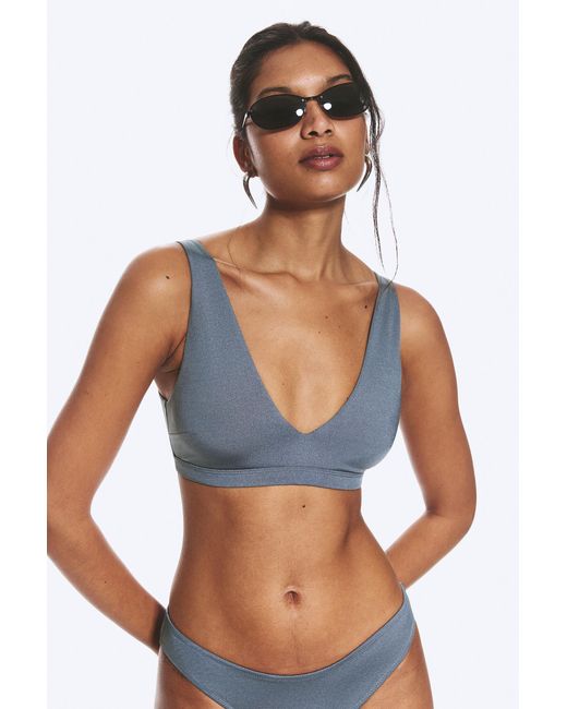 Weekday Blue Plunge Pull-On Bikini Top