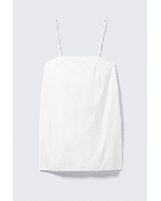 Monki White Mini-Kleid Aus Twill Mit Bindeband Hinten
