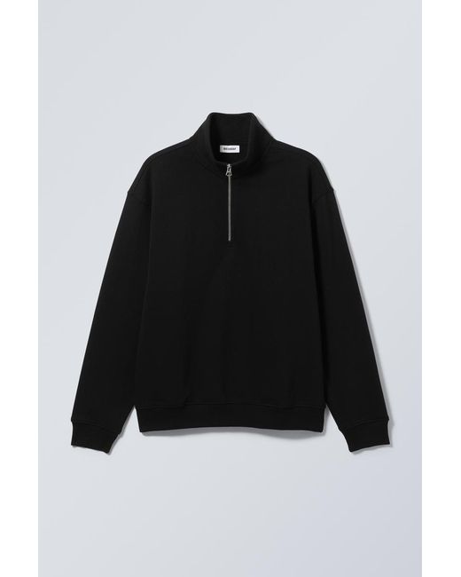 Weekday Black Relaxed Heavy Half Zip Sweater for men