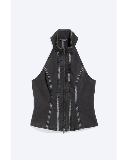 Weekday Gray Halterneck Zip Top