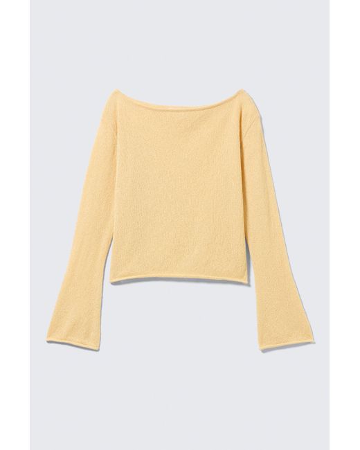 Monki White Relaxed Knitted Boat-Neck Sweater