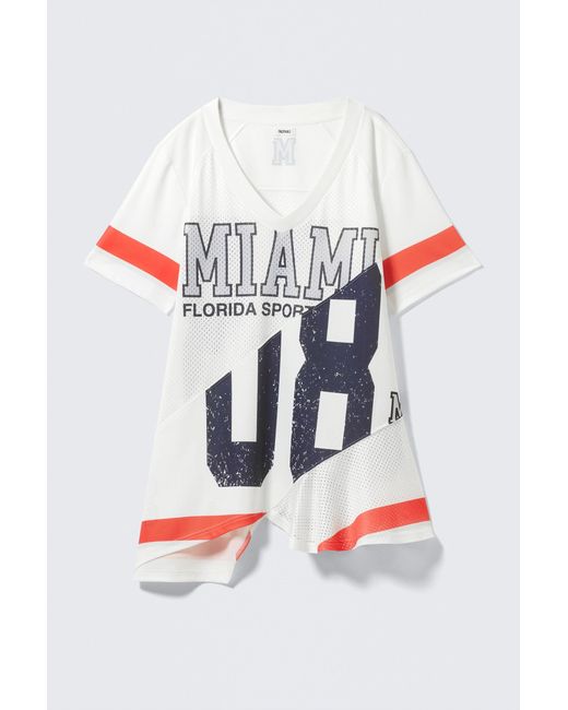 Weekday Multicolor Asymmetric Mesh Varsity Mini Dress