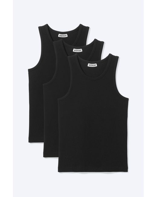Weekday Black 3-Pack Classic Tank Top for men
