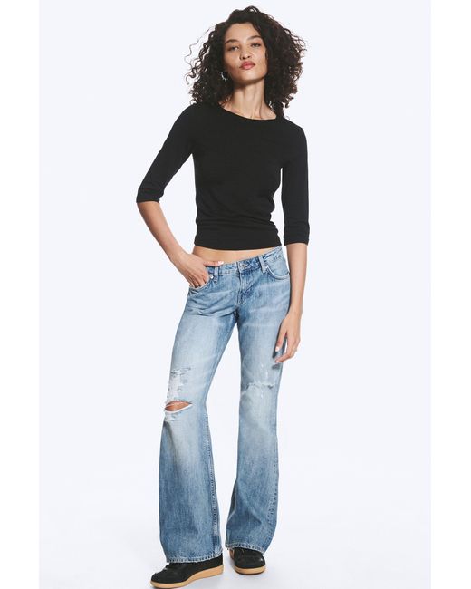 Weekday Blue Nova Low Rise Slim Bootcut Jeans