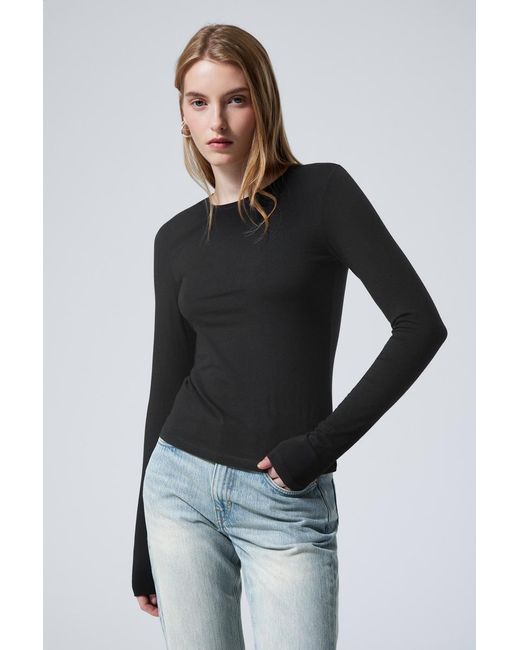 Weekday Black Slim Fitted Long Sleeve