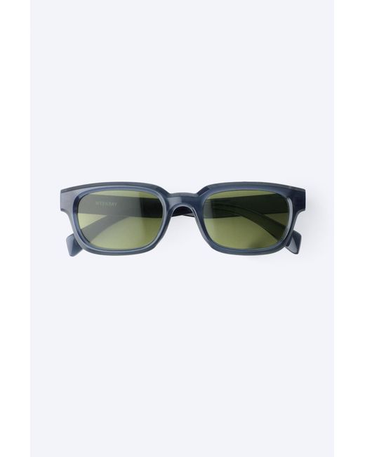 Weekday Green Bold Rectangular Frame Sunglasses