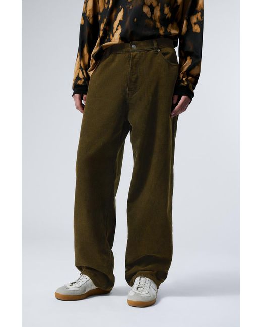 Weekday Green Galaxy Loose Straight Cord Trouser for men