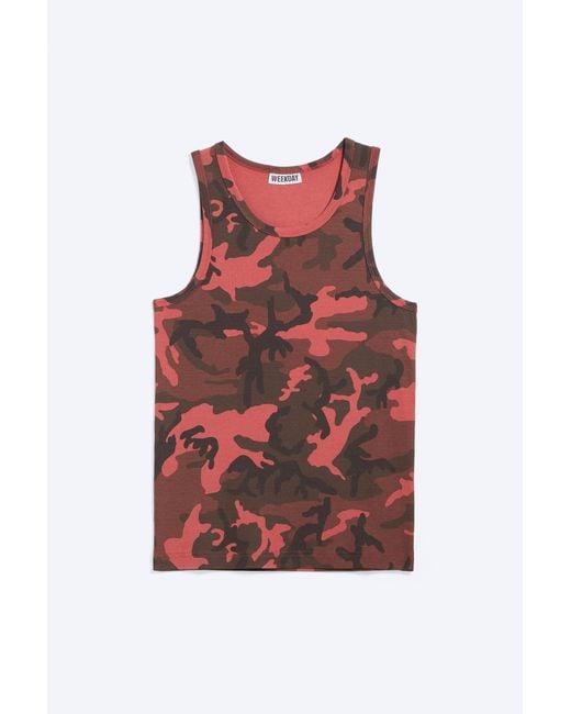 Weekday Red Graphic Rib Tank Top for men