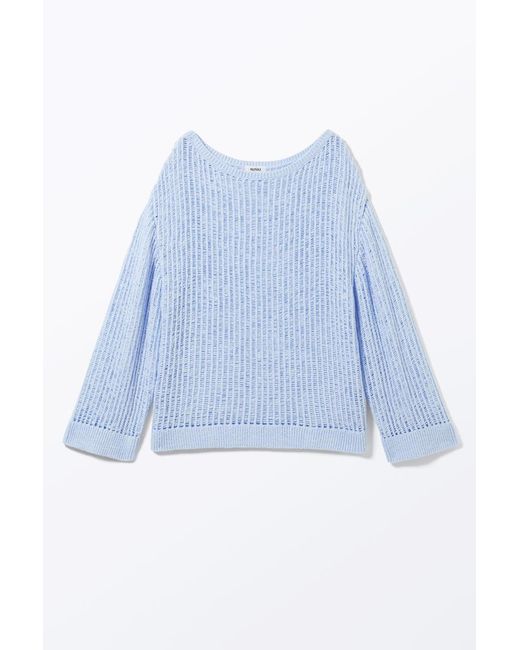 Monki Blue Lockerer Grobstrick-Pullover Mit Seitenschlitzen