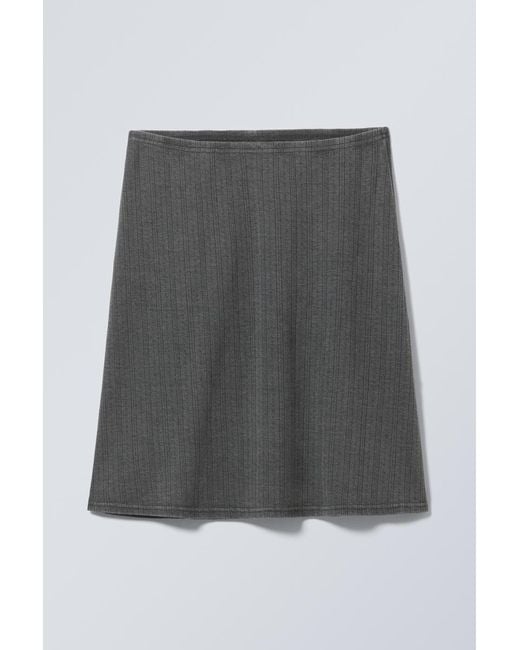 Weekday Black Pointelle Knee Skirt