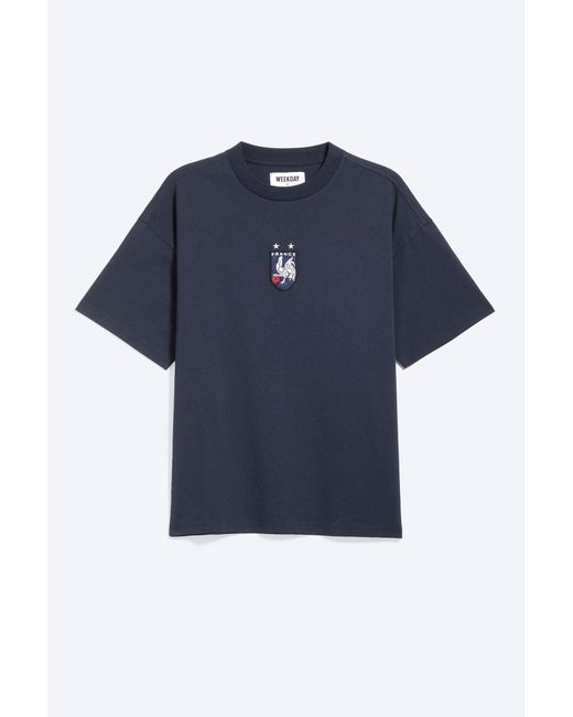 Weekday Blue Toffs Loose Boxy Football T-Shirt France for men