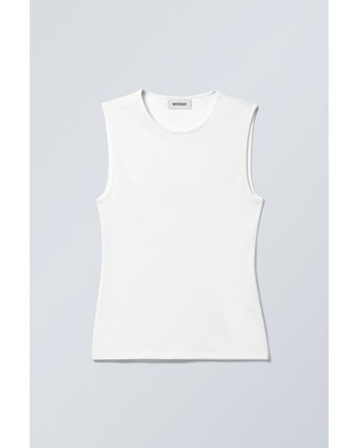 Weekday White Fitted Cotton Tank Top