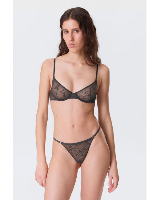 Weekday Gray 2-Pack Swirly Lace Tanga Thongs