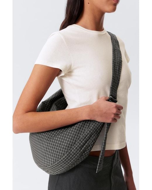 Weekday Gray Lässige Schultertasche Aus Karierter Baumwolle