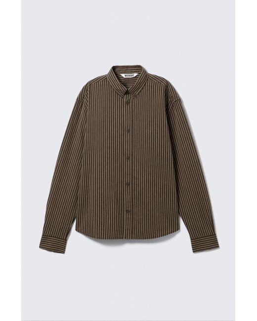 Weekday Brown Relaxed Striped Button-Down Shirt for men