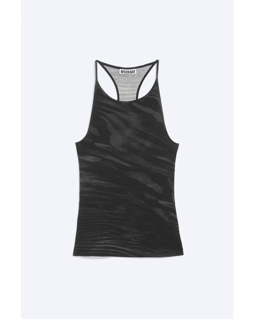 Weekday Black Printed Racerback Singlet