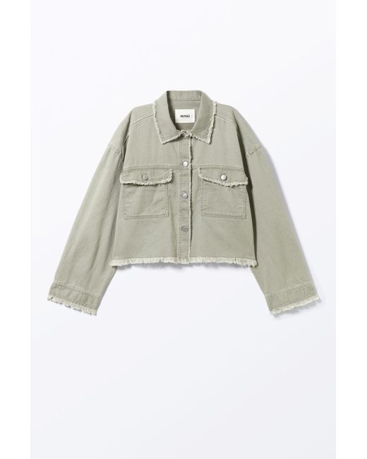 Weekday Blue Cropped Boxy Twill Jacket