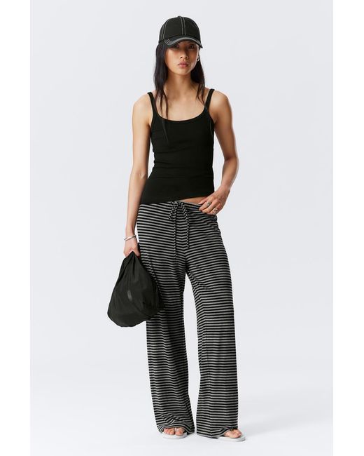Weekday Black Wide-Leg Pull-On Lyocell Trousers