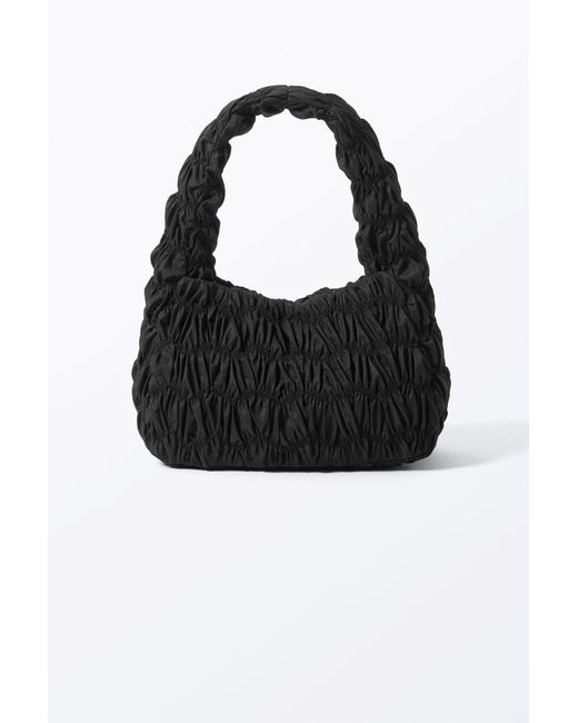 Monki Black Smocked Rectangular Shoulder Bag