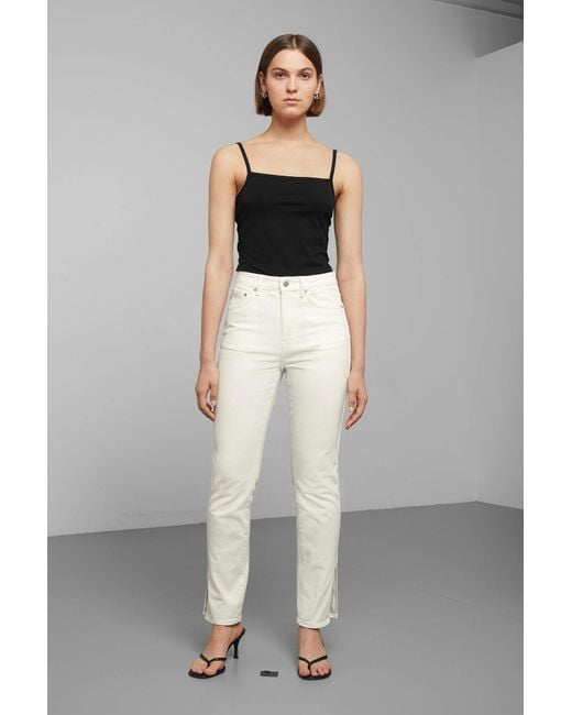 Weekday Case High Straight Split Jeans in White | Lyst UK