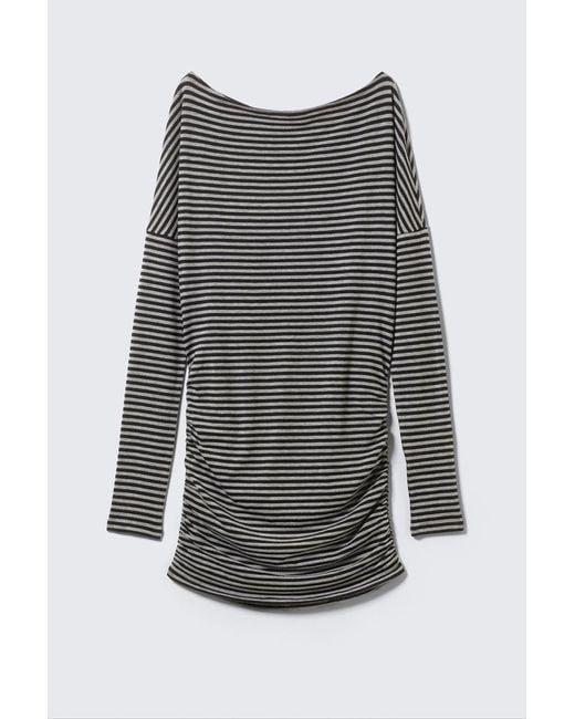 Weekday Gray Draped Asymmetric Long-Sleeved Mini Dress