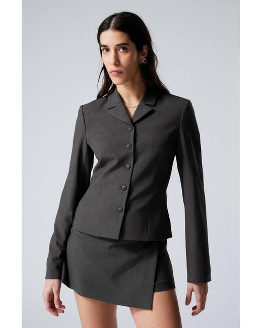 Weekday Gray Slim Single-Breasted Blazer