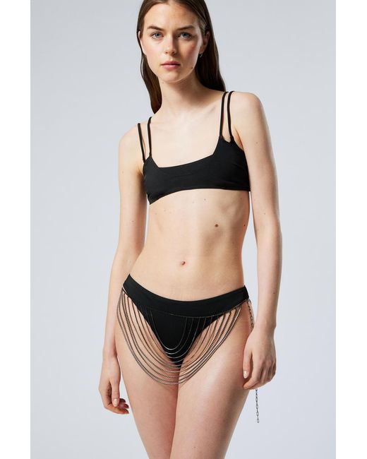 Weekday Black Bikini-Schulterteil Mit Strassfransen
