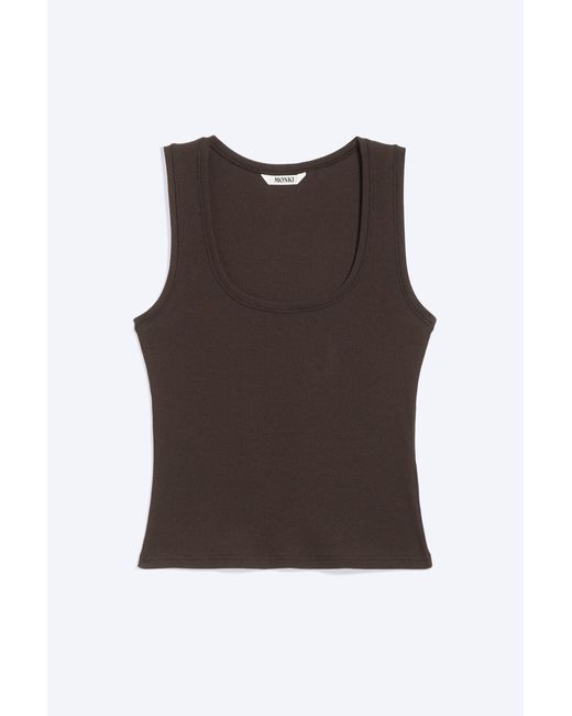 Monki Black Ribbed Square Tank Top