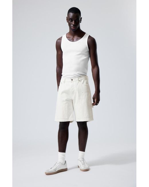 Weekday Zimmermanns-Denim-Shorts mit niedrigem Bund in White für Herren