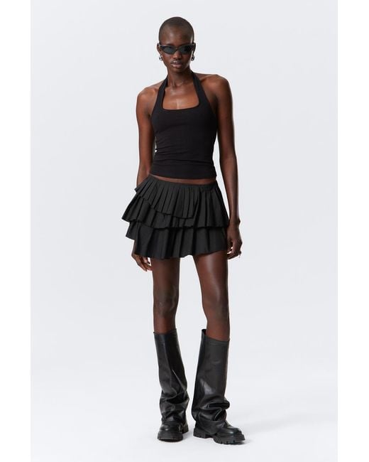 Weekday Black Plissierter, Mehrlagiger Minirock