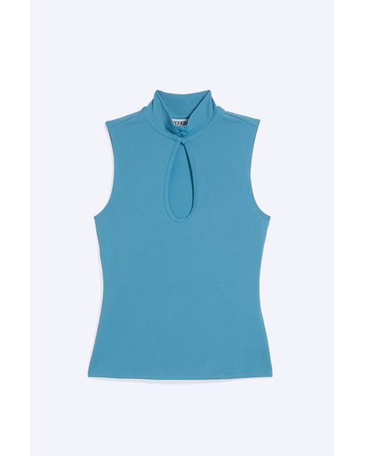 Weekday Blue Keyhole Top