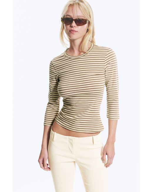 Monki White Round Neck Three-Quarter Sleeve Top