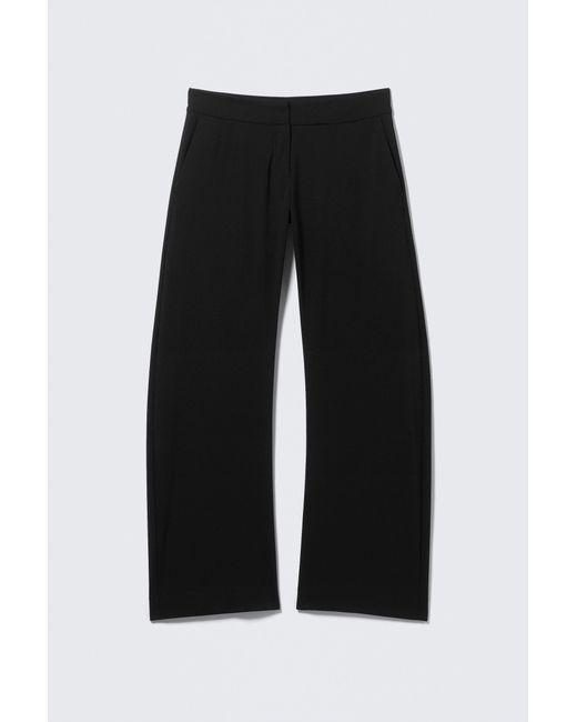 Weekday Black Low-Rise Loose Barrel Suiting Trousers