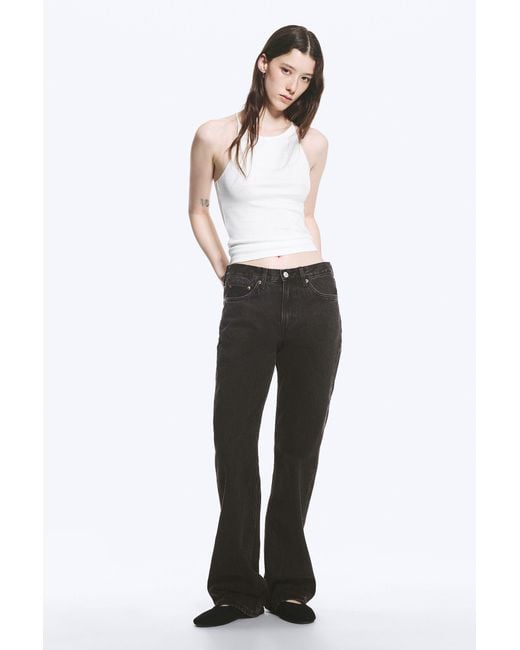 Weekday Black Moon Mid Rise Regular Bootcut Jeans