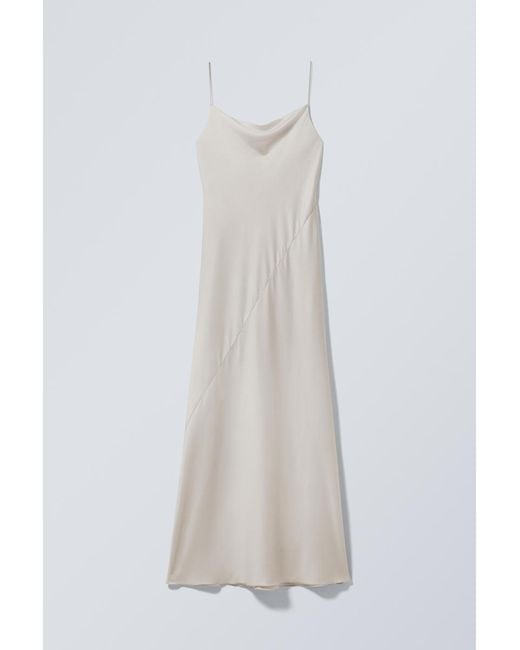 Weekday White Maxi Satin Slip Dress