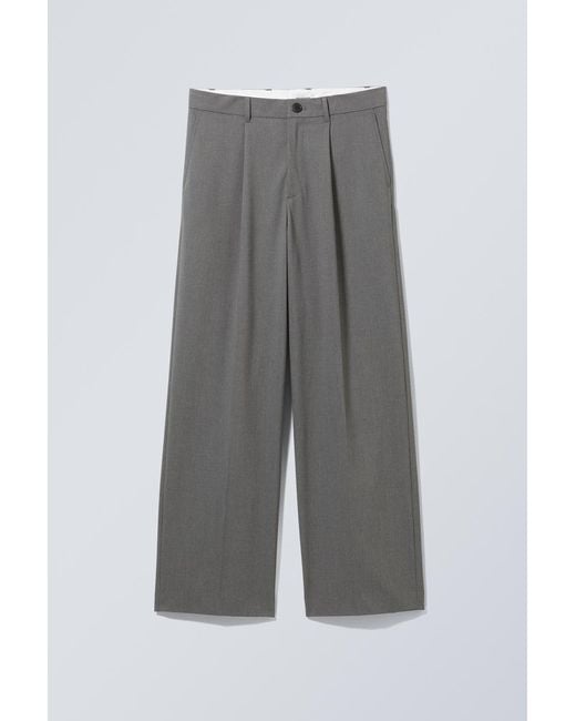 Weekday Gray Uno Loose Suit Trousers for men