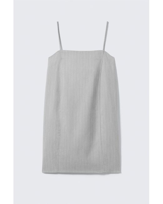 Monki Gray Tie-Back Twill Mini Dress