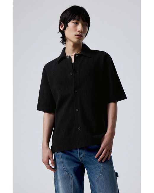 Weekday Black Loose Structured Short Sleeve Shirt for men