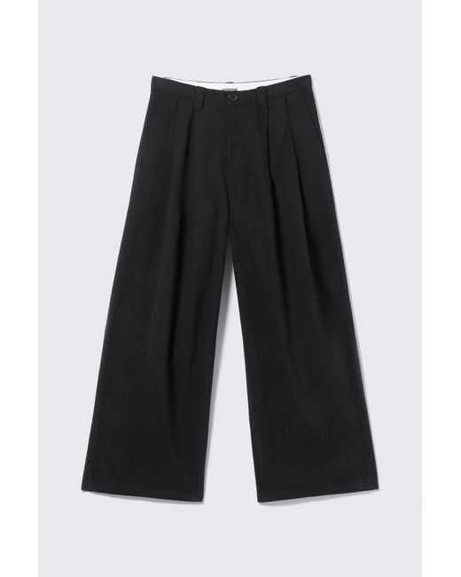 Weekday Black Otis Baggy Pleated Twill Chinos for men