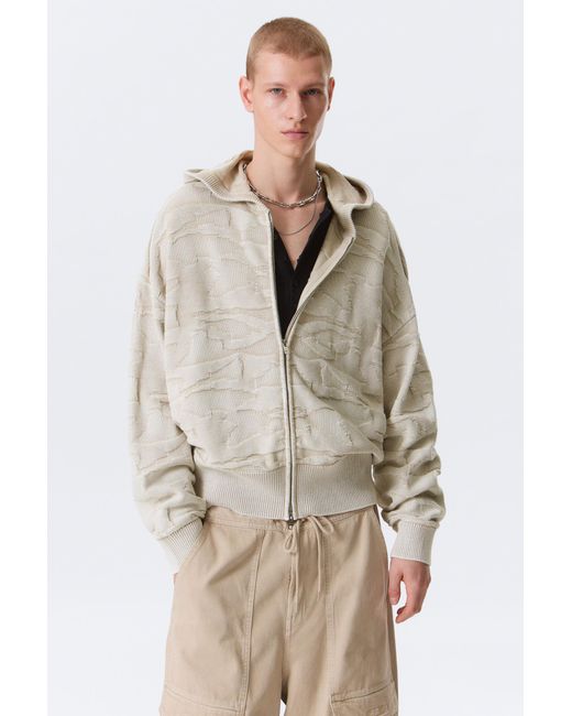 Weekday Natural Boxy Textured Knit Zip Hoodie for men