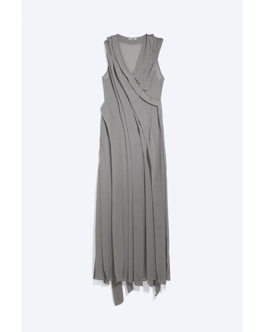 Weekday Brown Draped V-Neck Dress