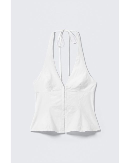 Weekday White Tie-Back Hook-And-Eye Halterneck Top
