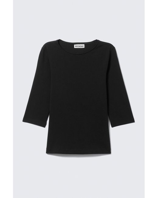 Weekday Black Fitted Three-Quarter Sleeve Top